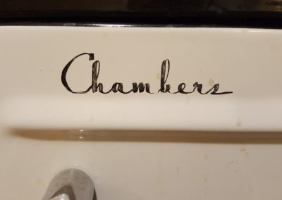 Vintage appliance with 'Chambers' logo