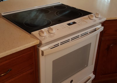 Modern kitchen with white stove
