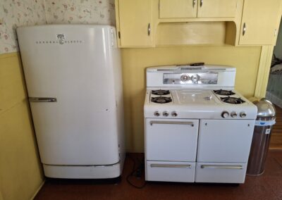 Vintage kitchen appliances in yellow room