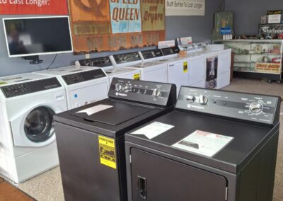 Laundry appliances in a showroom display